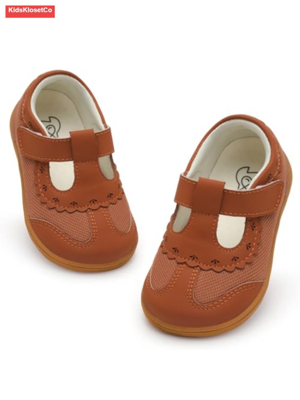 Girls Mary Jane Flats Wide Toe Box Hook and Loop Breathable Dress Shoes Zero